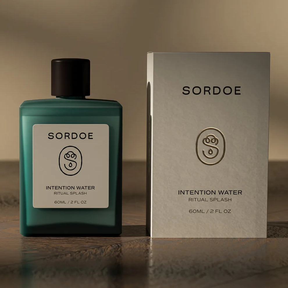 Sordoe Intention Water in frosted teal glass
